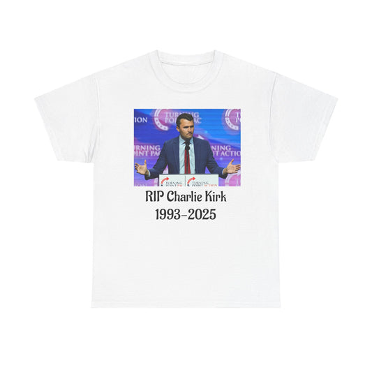 RIP Charlie Kirk Unisex Heavy Cotton Tee, Memorial Shirt, Tribute T-Shirt