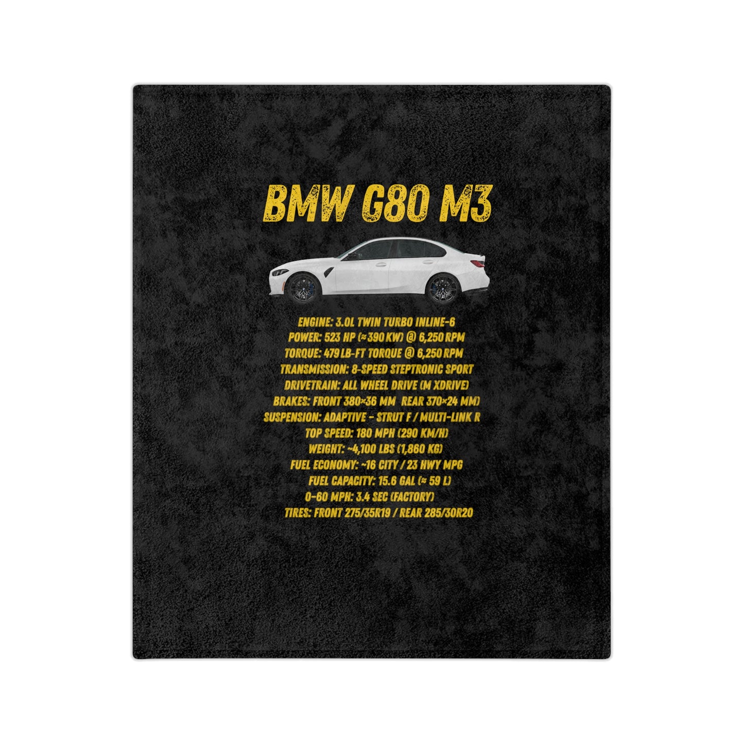 BMW G80 M3 Velveteen Microfiber Blanket, Cozy Car Lover Gift, Auto