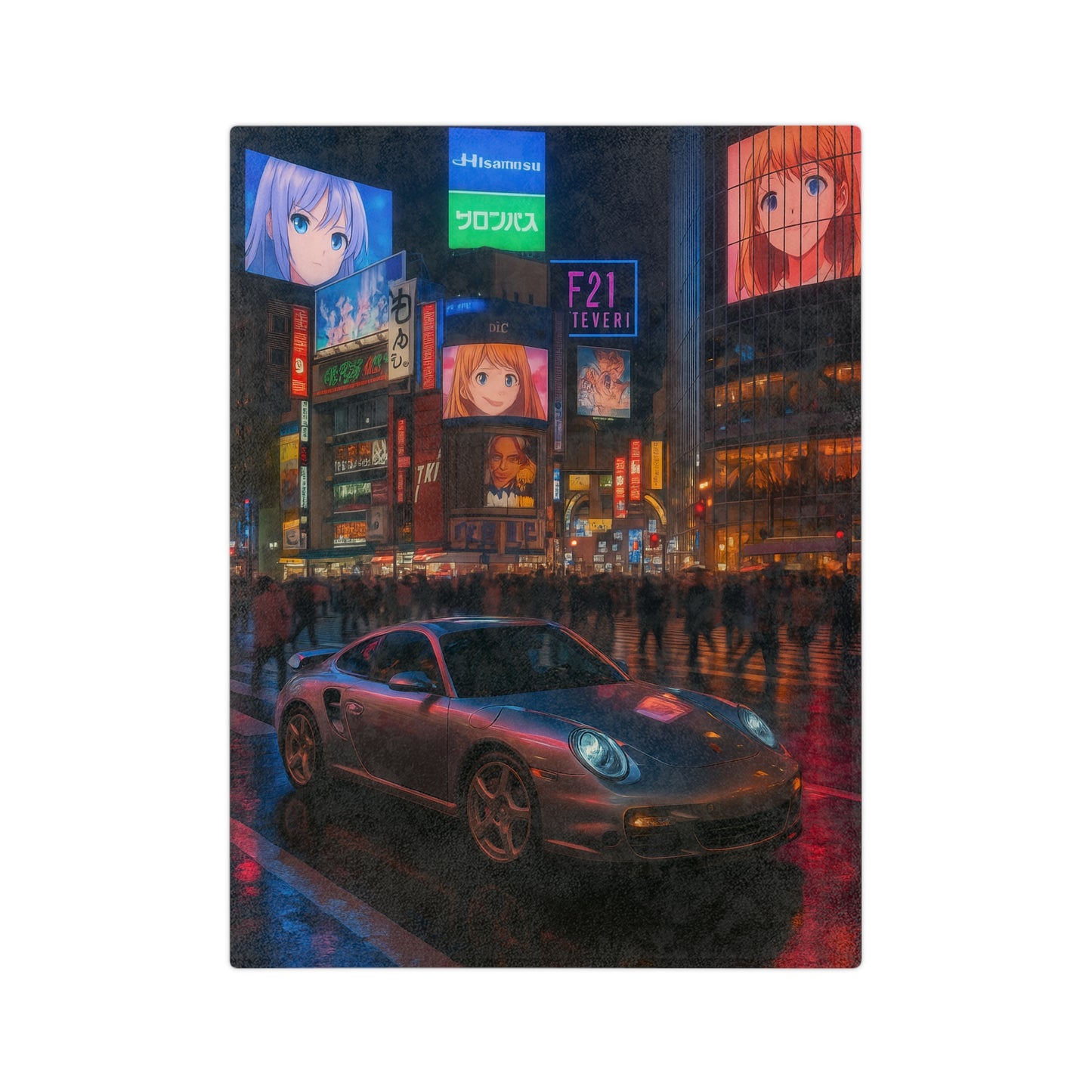 Anime-Themed Velveteen Microfiber Blanket, Cozy Gift for Car Lovers