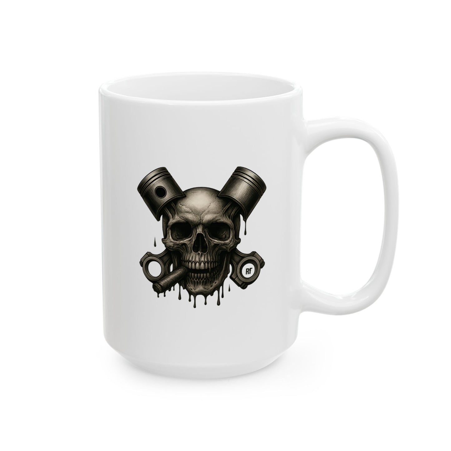 Skull Piston Ceramic Mug | Coffee Cup, Unique Skull Gift, Automotive, Car Mug