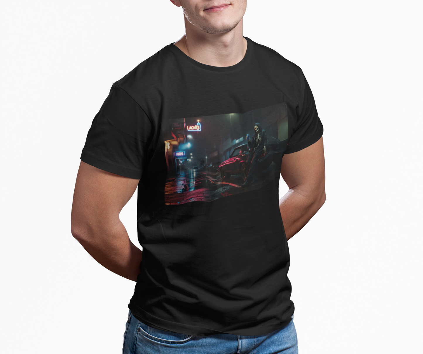 Skeleton Racer Streetwear T-Shirt – NOS Inspired Muscle Car Design