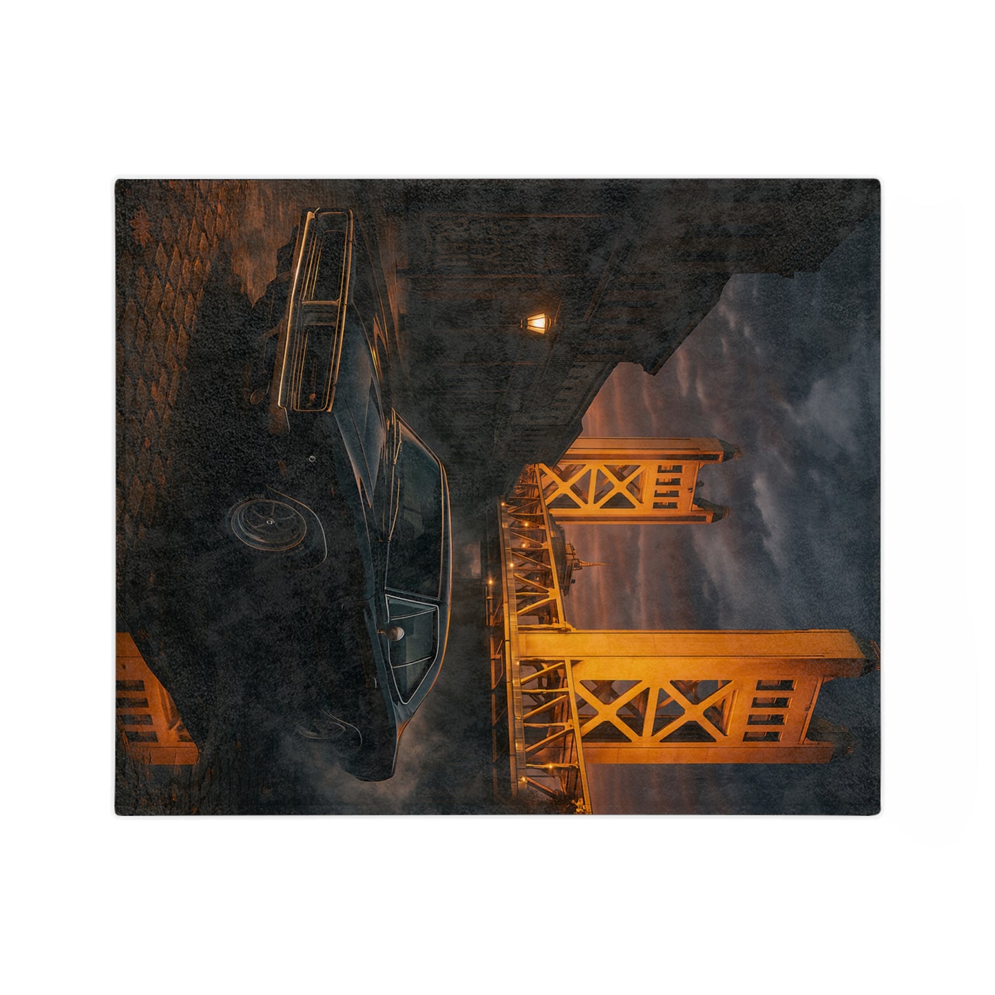 Sacramento Sunset Velveteen Blanket, Cozy Throw for Car Lovers