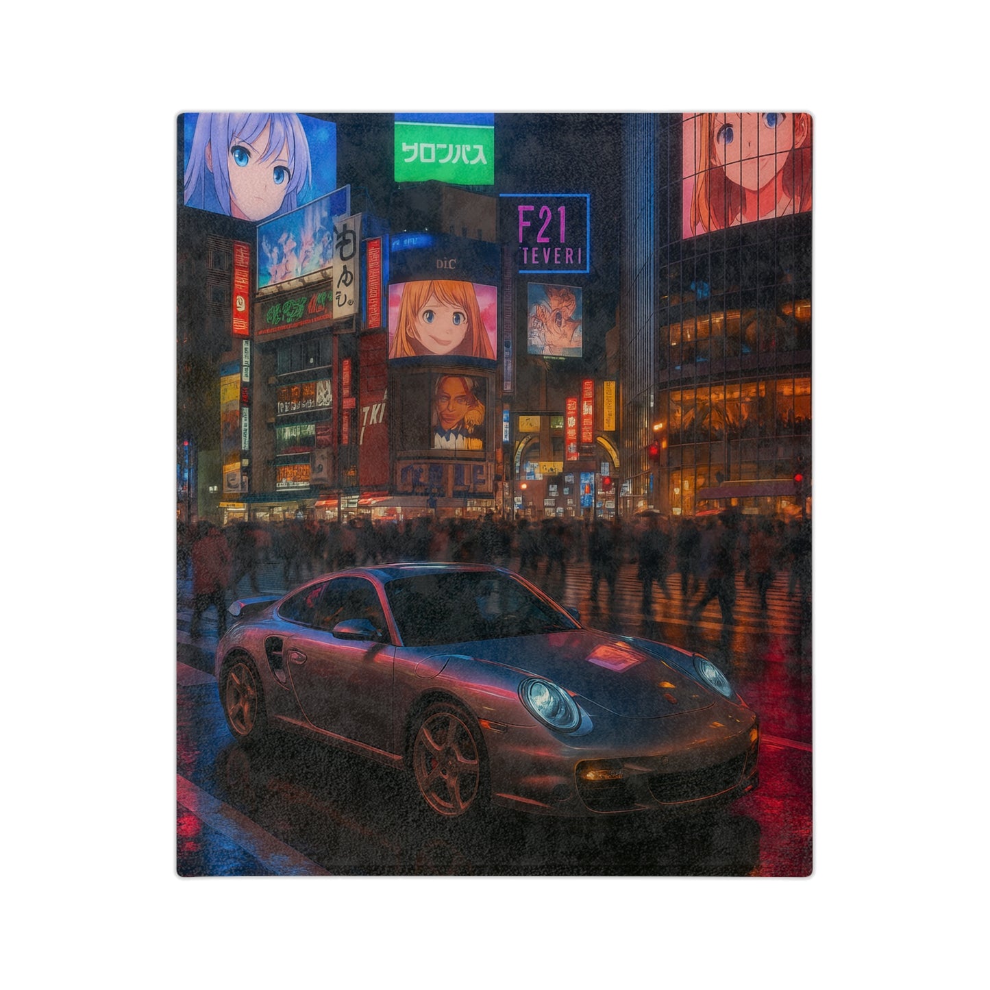 Anime-Themed Velveteen Microfiber Blanket, Cozy Gift for Car Lovers