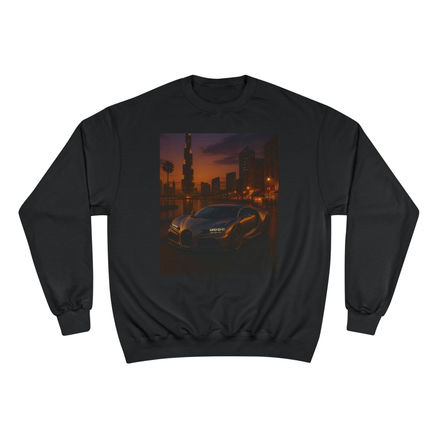 Urban Sunset Champion Sweatshirt, Cozy Streetwear, Gift for Car Lovers