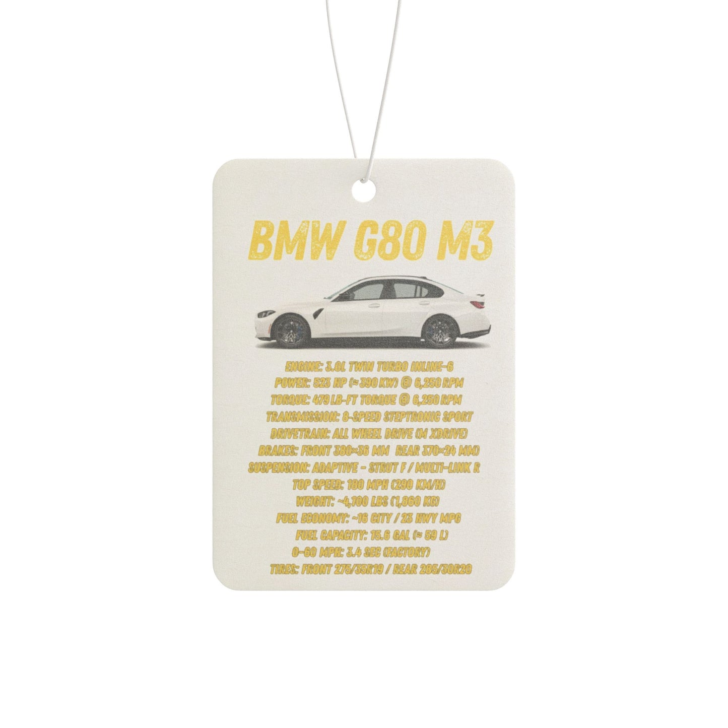 BMW G80 M3 Spec List Car Air Freshener