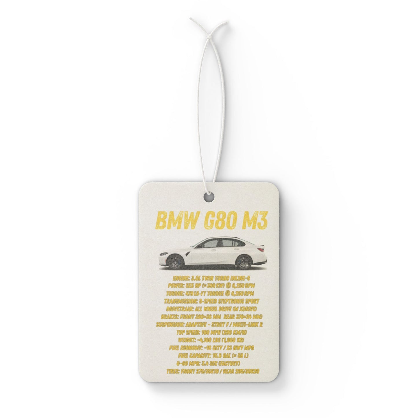 BMW G80 M3 Spec List Car Air Freshener