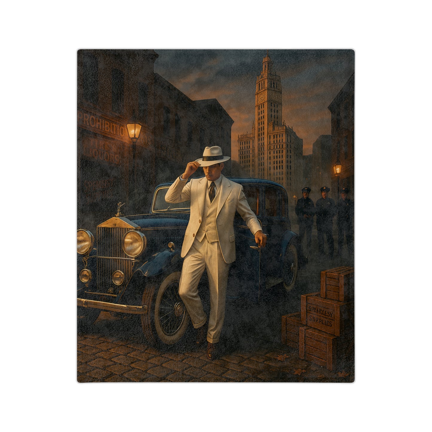 Mafia Gentleman Velveteen Soft Blanket | 1930s Rolls-Royce Prohibition Era