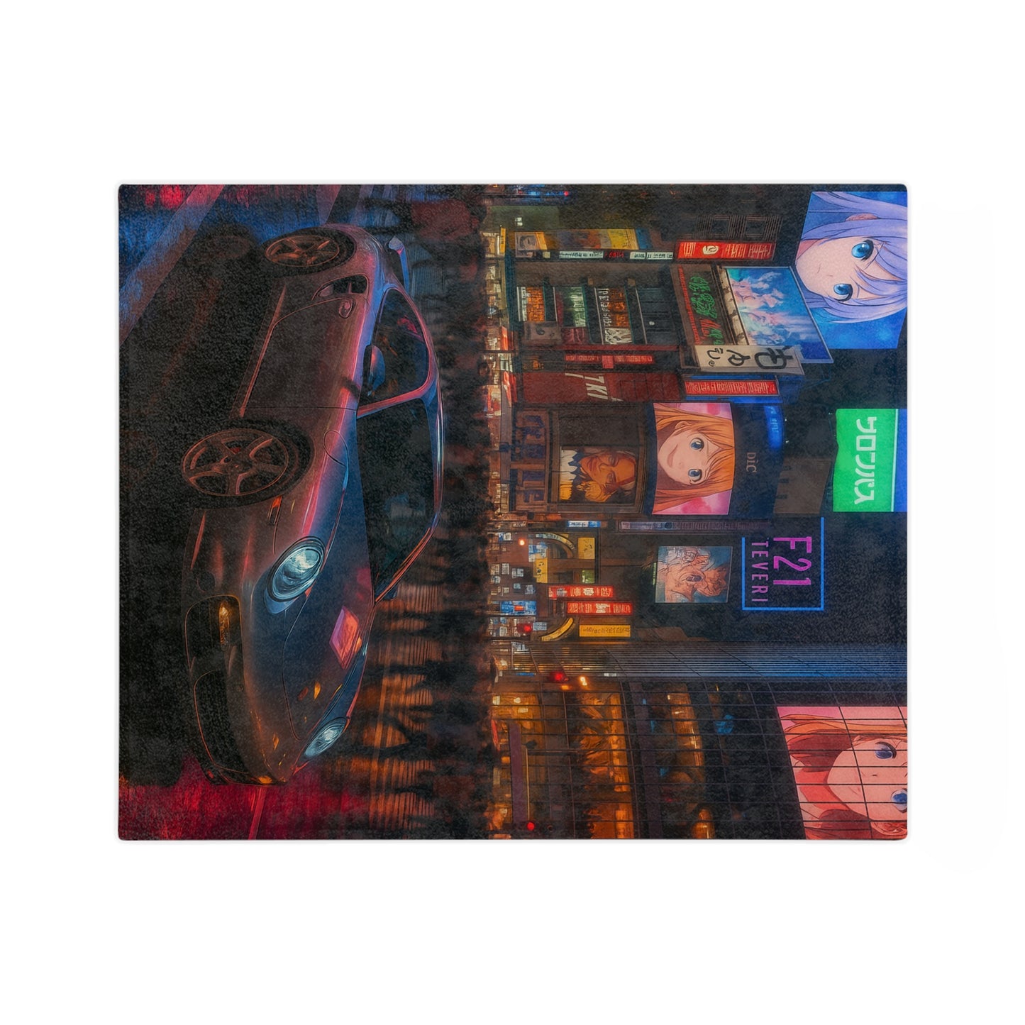 Anime-Themed Velveteen Microfiber Blanket, Cozy Gift for Car Lovers