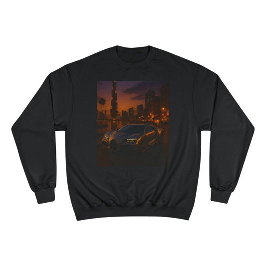 Urban Sunset Champion Sweatshirt, Cozy Streetwear, Gift for Car Lovers