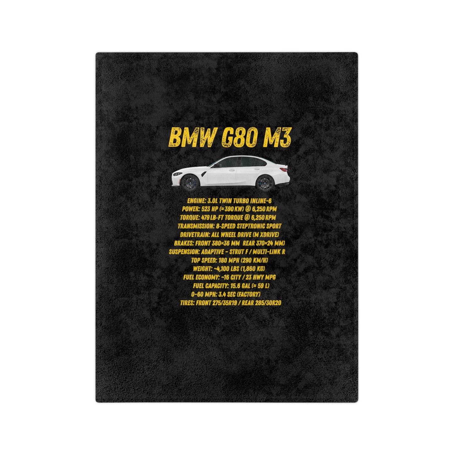 BMW G80 M3 Velveteen Microfiber Blanket, Cozy Car Lover Gift, Auto