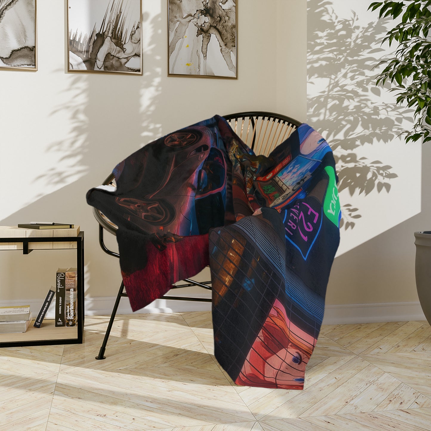 Anime-Themed Velveteen Microfiber Blanket, Cozy Gift for Car Lovers