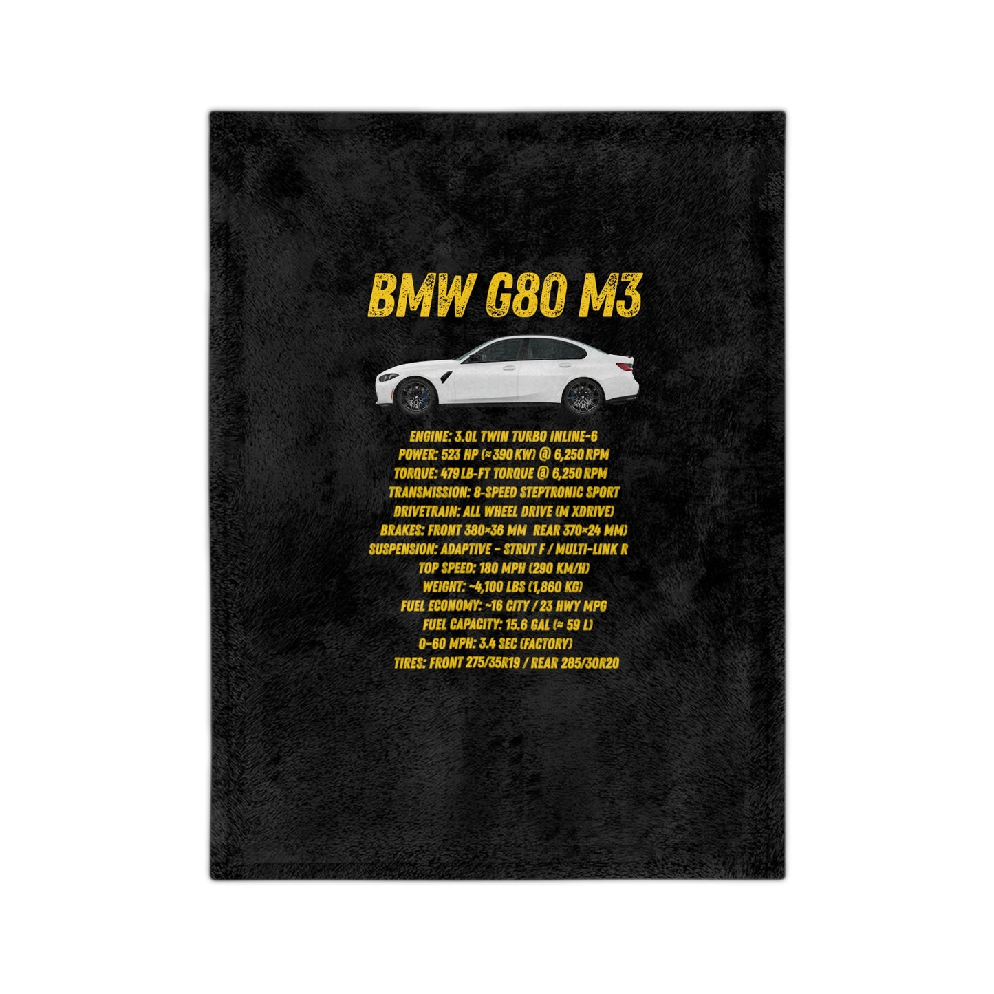 BMW G80 M3 Velveteen Microfiber Blanket, Cozy Car Lover Gift, Auto